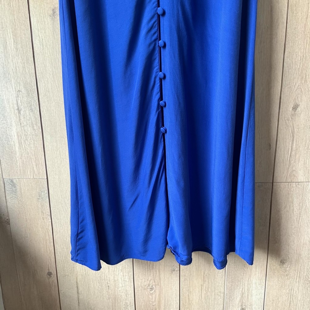 Loft Dress Women's Size Royal Blue Midi Button Front Classic Feminine Flutter - Picture 7 of 11